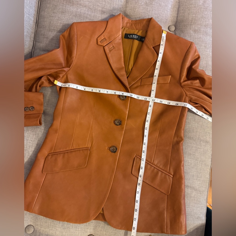 Ralph Lauren Women's Tan Leather Blazer - Picture 3 of 13